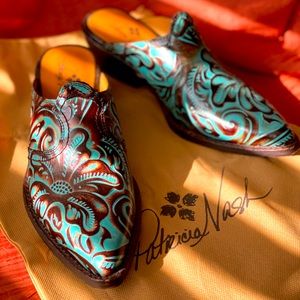 Patricia Nash women’s classic western mules.